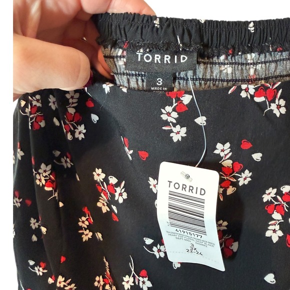 NWT Torrid‎ Challis Plus Size Black Floral Square Neck Tea Length Midi Dress 3X - Picture 5 of 9